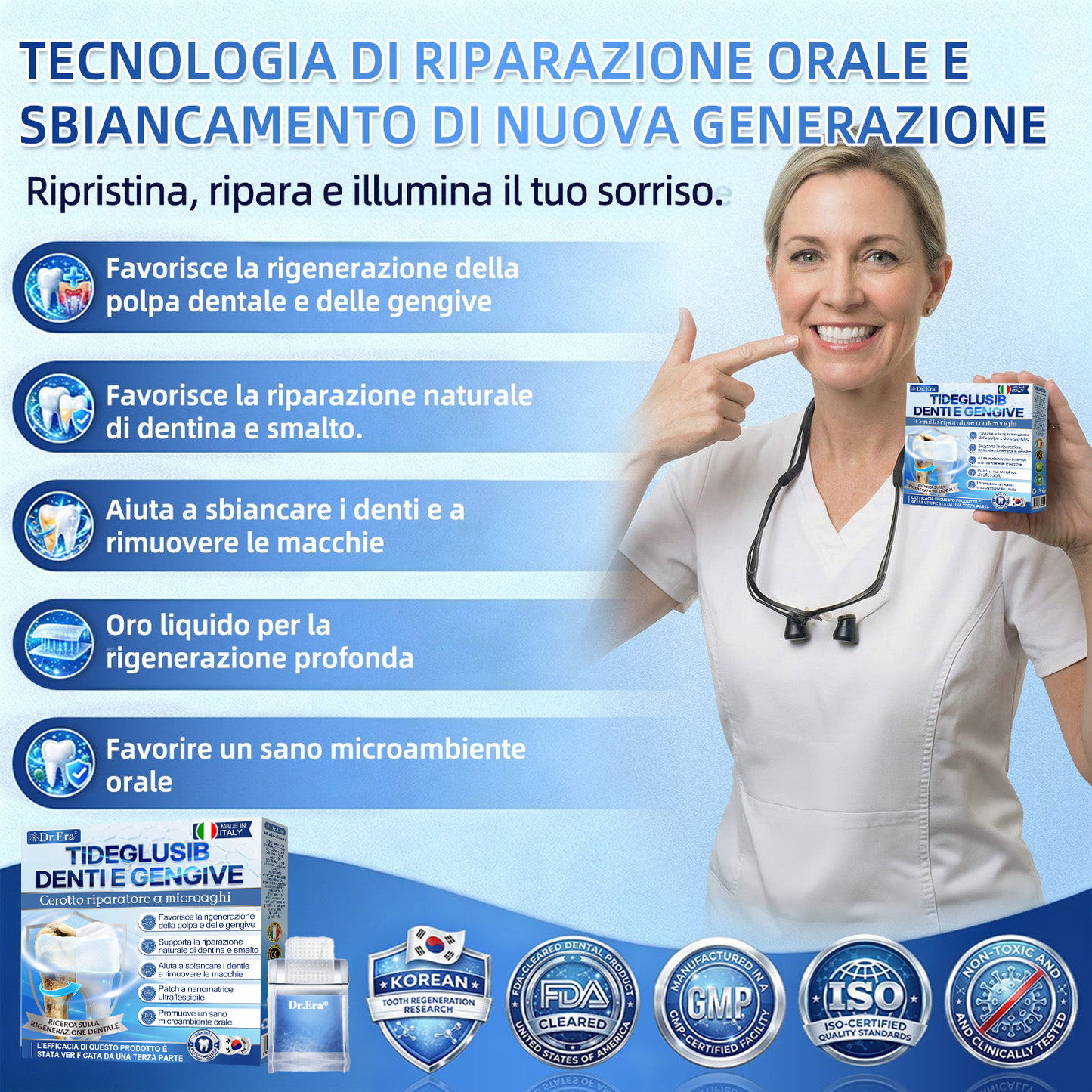 🦷 Dì Addio a Sensibilità e Fastidi! 𝐃𝐫.𝐄𝐫𝐚® Tideglusib Strisce Orali – Riparazione Rapida per Denti e Gengive 😊