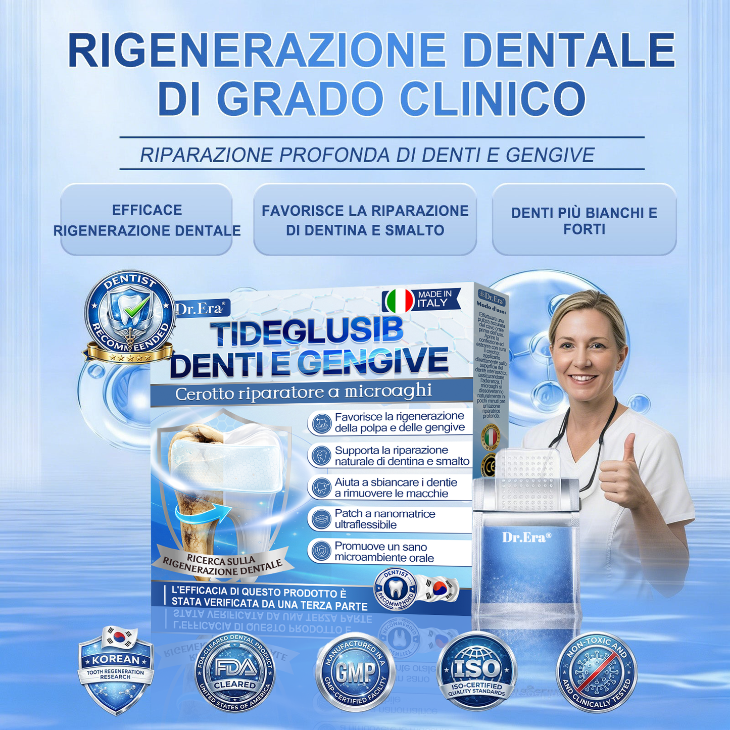 🦷 Dì Addio a Sensibilità e Fastidi! 𝐃𝐫.𝐄𝐫𝐚® Tideglusib Strisce Orali – Riparazione Rapida per Denti e Gengive 😊